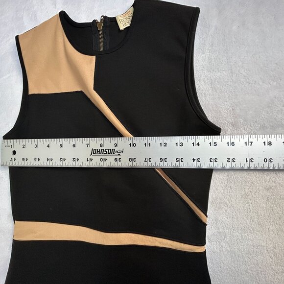 Torn By Ronny Kobo Womens Black & Tan Colorblock Sleeveless Bodycon Dress Medium - Picture 7 of 9